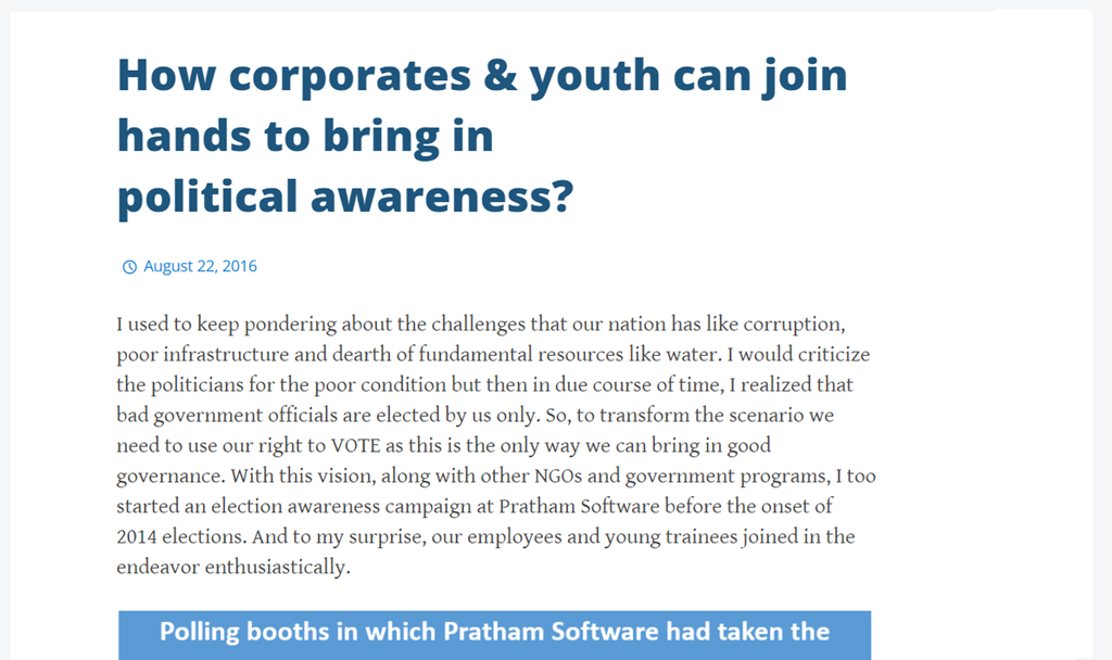 How corporates & youth can join hands to bring in political awareness?